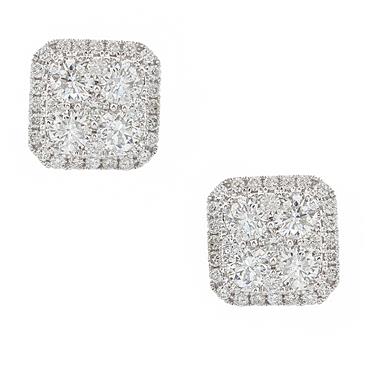 Forever Diamonds Round Diamond Cluster Stud Earrings in 14kt White Gold