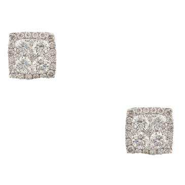 Forever Diamonds Round Diamond Cluster Stud Earrings in 14kt White Gold