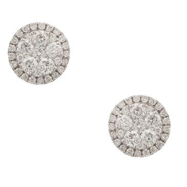 Forever Diamonds Round Diamond Cluster Stud Earrings in 14kt White Gold