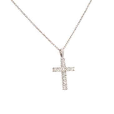 Forever Diamonds Round Diamond Cross Pendant in 14kt White Gold