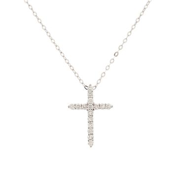 Forever Diamonds Round Diamond Cross Pendant in 14kt White Gold