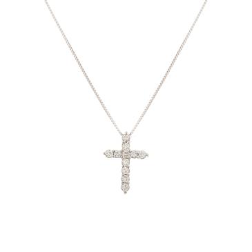 Forever Diamonds Round Diamond Cross Pendant in 14kt White Gold