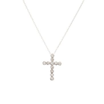 Forever Diamonds Round Diamond Cross Pendant in 14kt White Gold