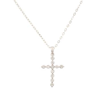 Forever Diamonds Round Diamond Cross Pendant in 14kt White Gold