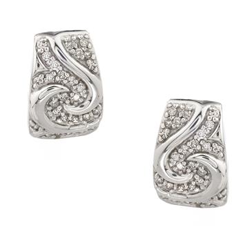 Forever Diamonds "J" Shaped Diamond Earrings in 10kt White Gold