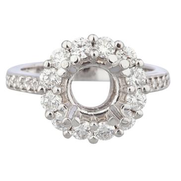 Forever Diamonds Round Diamond Halo Style Engagement Ring Setting in 14kt White Gold Forever Diamonds Round Diamond Halo Style Engagement Ring Setting in 14kt White Gold