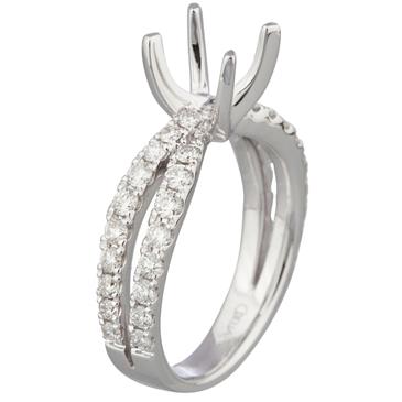 Forever Diamonds Round Diamond Split Shank Engagement Ring Setting in 18kt White Gold