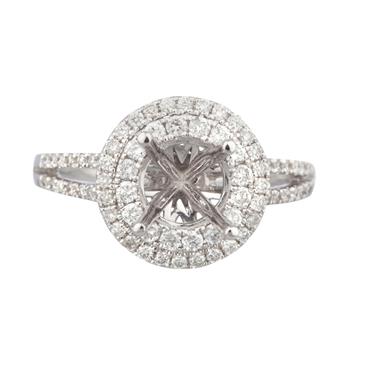 Forever Diamonds Double Halo Diamond Engagement Ring Setting in 14kt White Gold