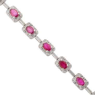 Forever Diamonds Ruby and Diamond Bracelet in 14kt White Gold