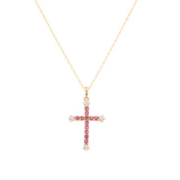 Forever Diamonds Ruby and Diamond Cross in 10kt Gold