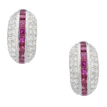 Forever Diamonds Ruby and Diamond Earrings in 14kt White Gold