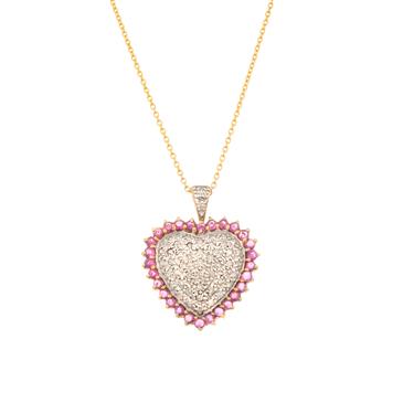 Forever Diamonds Ruby and Diamond Heart Pendant in 10kt Gold