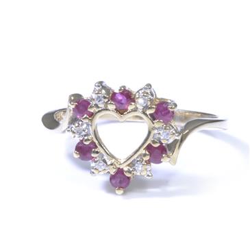 Forever Diamonds Diamond Ruby Heart Ring in 14kt Gold