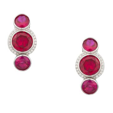 Forever Diamonds Ruby and White Sapphire Earrings in Sterling Silver