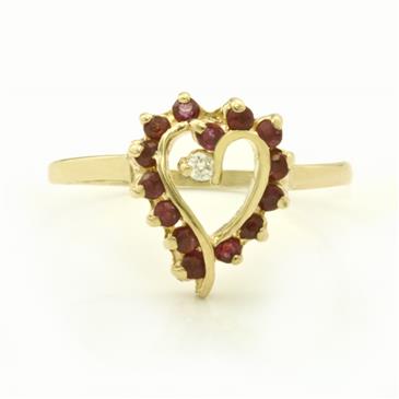 Forever Diamonds Ruby Heart Ring in 14kt Gold