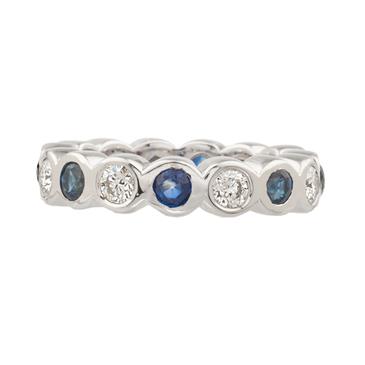 Forever Diamonds Sapphire and Diamond Eternity Ring in 14kt White Gold