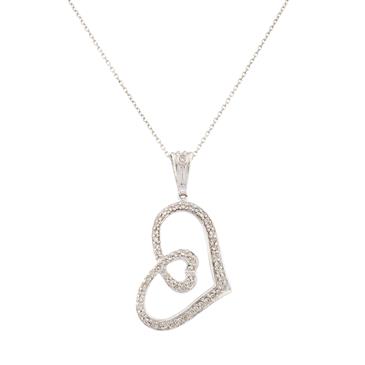 Forever Diamonds Sideway Diamond Heart Pendant in 14kt White Gold