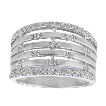 Forever Diamonds Six Strand Diamond Ring in 14kt White Gold