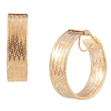 Forever Diamonds Soft Mesh Hoop Earrings in 14kt Gold