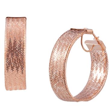 Forever Diamonds Soft Mesh Hoop Earrings in 14kt Rose Gold