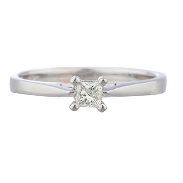 Forever Diamonds Solitaire Princess Cut Diamond Engagement Ring in 14kt White Gold