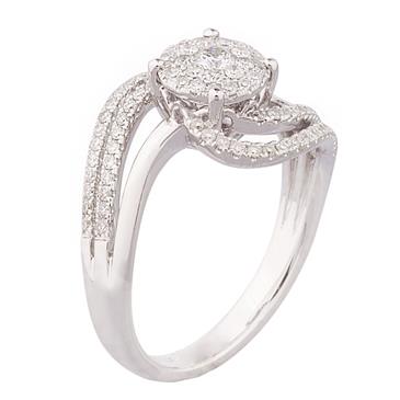 Forever Diamonds Spiral Cluster Diamond Engagement Ring in 14kt White Gold