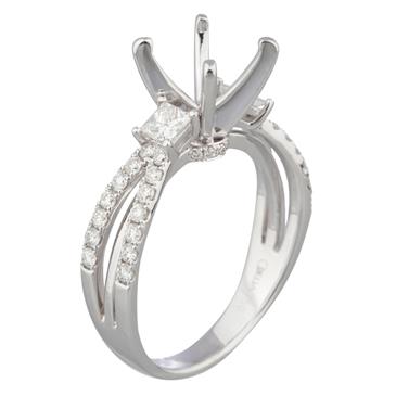 Forever Diamonds Split Shank Diamond Engagement Ring Setting in 18kt White Gold