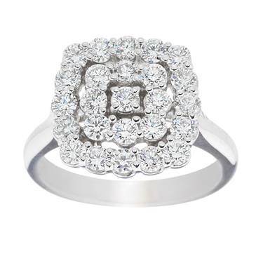 Forever Diamonds Square Diamond Cluster Ring in 14kt White Gold