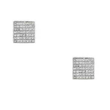 Forever Diamonds Square Diamond Stud Earrings in 14kt White Gold