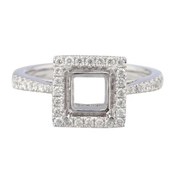 Forever Diamonds Square Halo Frame Diamond Engagement Ring in 14kt White Gold