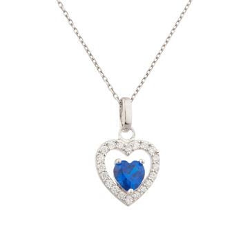 Forever Diamonds Sterling Silver Gemstone Heart Pendant