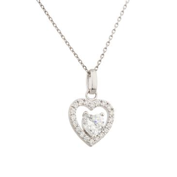 Forever Diamonds Sterling Silver Gemstone Heart Pendant