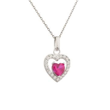 Forever Diamonds Sterling Silver Gemstone Heart Pendant