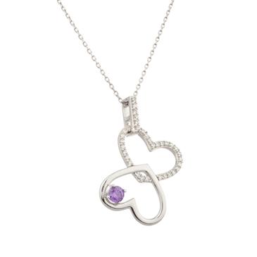 Forever Diamonds Sterling Silver Twin Hearts Pendant