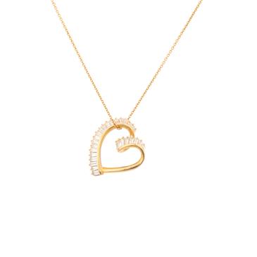 Forever Diamonds Swirly Open Heart Pendant in 14kt Gold