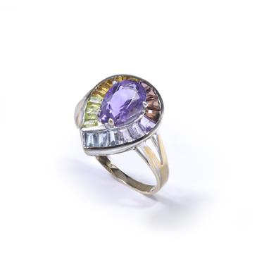 Forever Diamonds Synthetic Gemstone Rainbow Ring