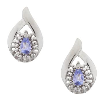 Forever Diamonds Tanzanite Diamond Drop Earrings in 14kt White Gold