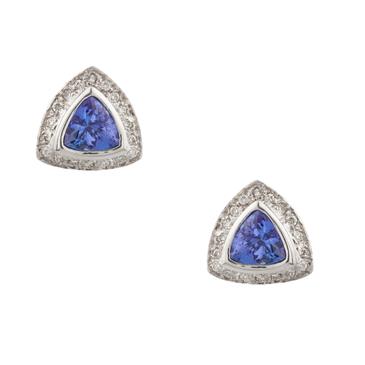 Forever Diamonds Tanzanite Diamond Earrings in 14kt White Gold