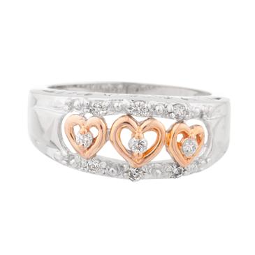 Forever Diamonds Three Diamond Heart Ring in 14kt Two- Tone Gold