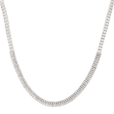 Forever Diamonds Three Row Diamond Necklace in 14kt White Gold