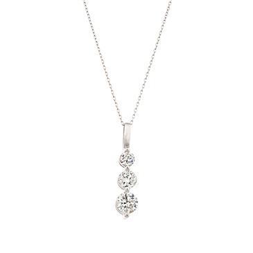 Forever Diamonds Three Stone Diamond Pendant in 14kt White Gold