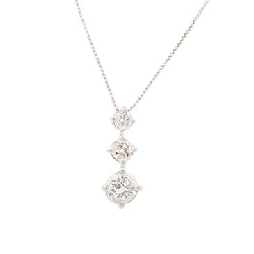 Forever Diamonds Three Stone Diamond Pendant in 14kt White Gold