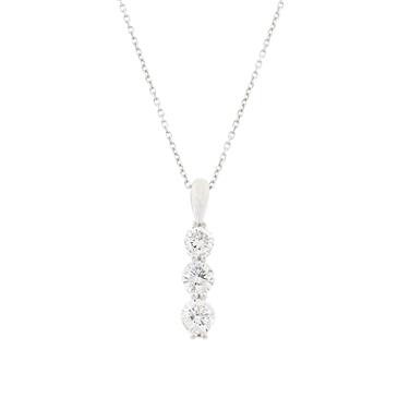 Forever Diamonds Three Stone Diamond Pendant in 14kt White Gold