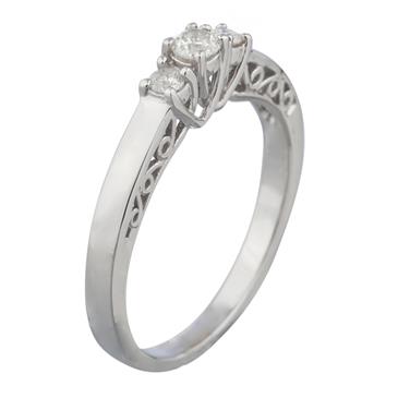 Forever Diamonds Three Stone Diamond Promise Ring in 10kt White Gold