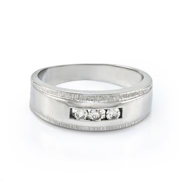 Forever Diamonds Three Stone Men's Diamond Band in 14kt White Gold. 