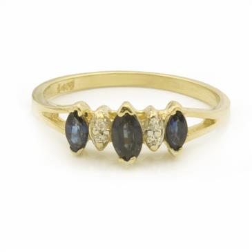 Forever Diamonds Blue Sapphire Accent Diamond Ring in 14kt Gold