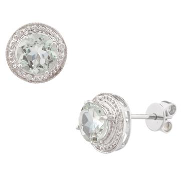 Forever Diamonds Tourmaline Diamond Stud Earrings in 14kt White Gold