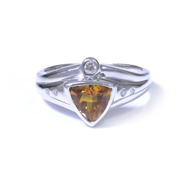 Forever Diamonds Natural Citrine Accent Diamond Ring in 14kt White Gold