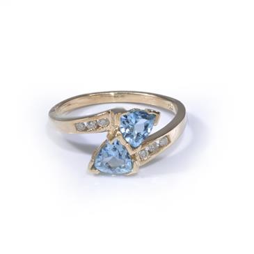 Forever Diamonds London Blue Topaz Diamond Ring in 10kt Gold