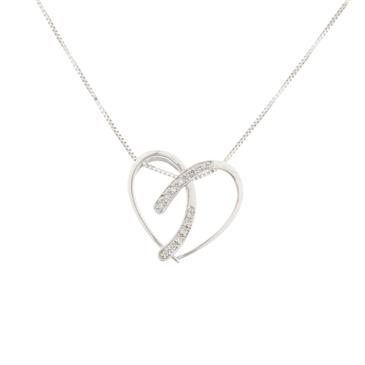 Forever Diamonds Twist Diamond Heart Pendant in 10kt White Gold